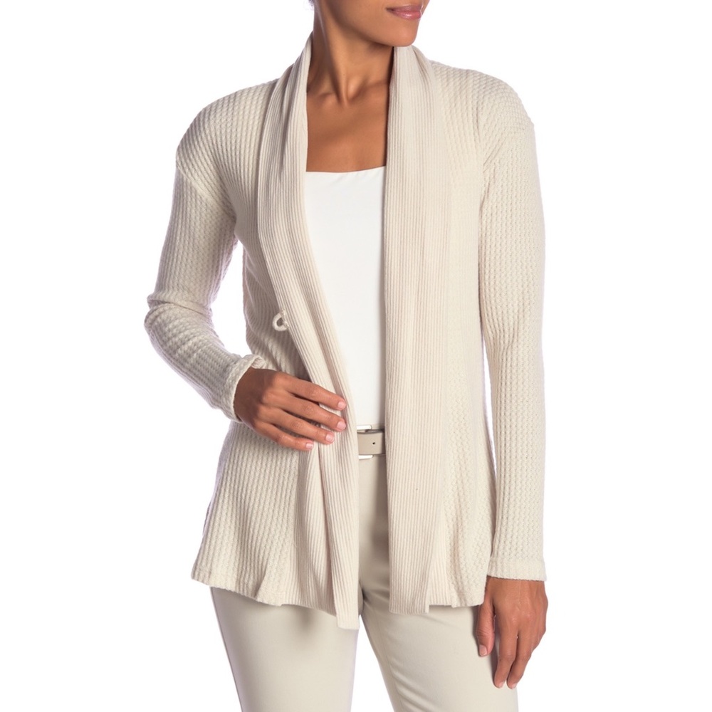 Bobeau Button Front Cardigan In Oatmeal